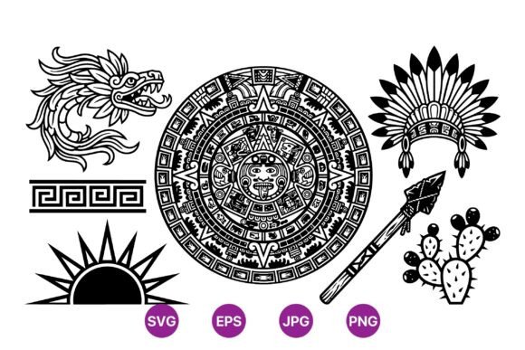 Download Aztec Tribal Sun and Symbols - Symbols Collection